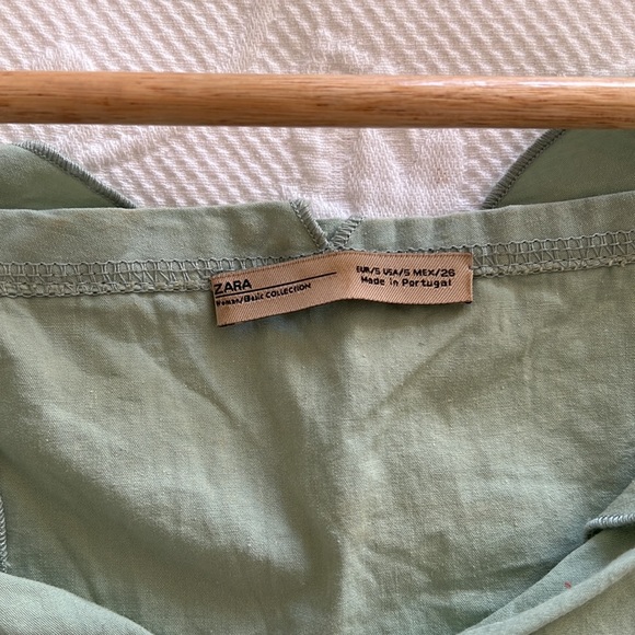 Zara Green Cotton Crop Top Blouse - Picture 8 of 10